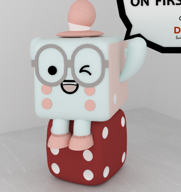 DICEE mascot designed by 3AXIS for large-format 3D printing, a character over two metres tall seated on a die