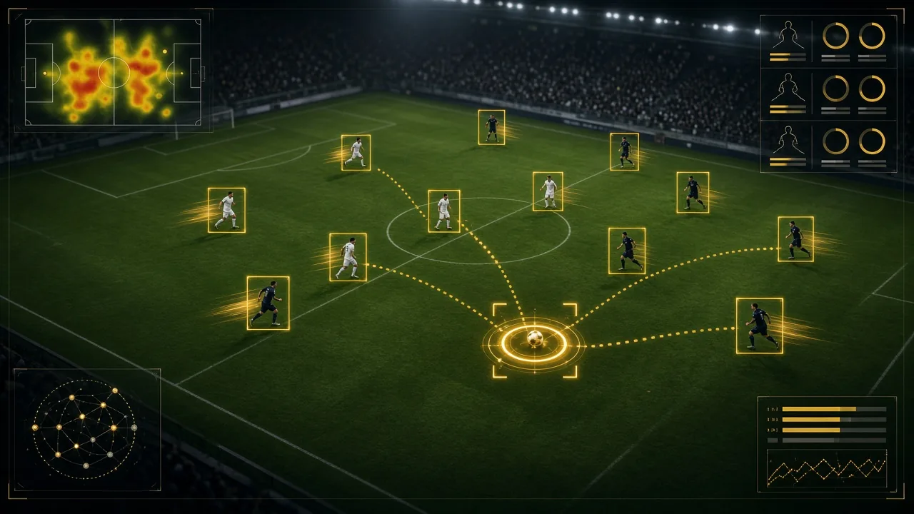 Football match analytics by 3AXIS tracking players, the ball and movement from match video