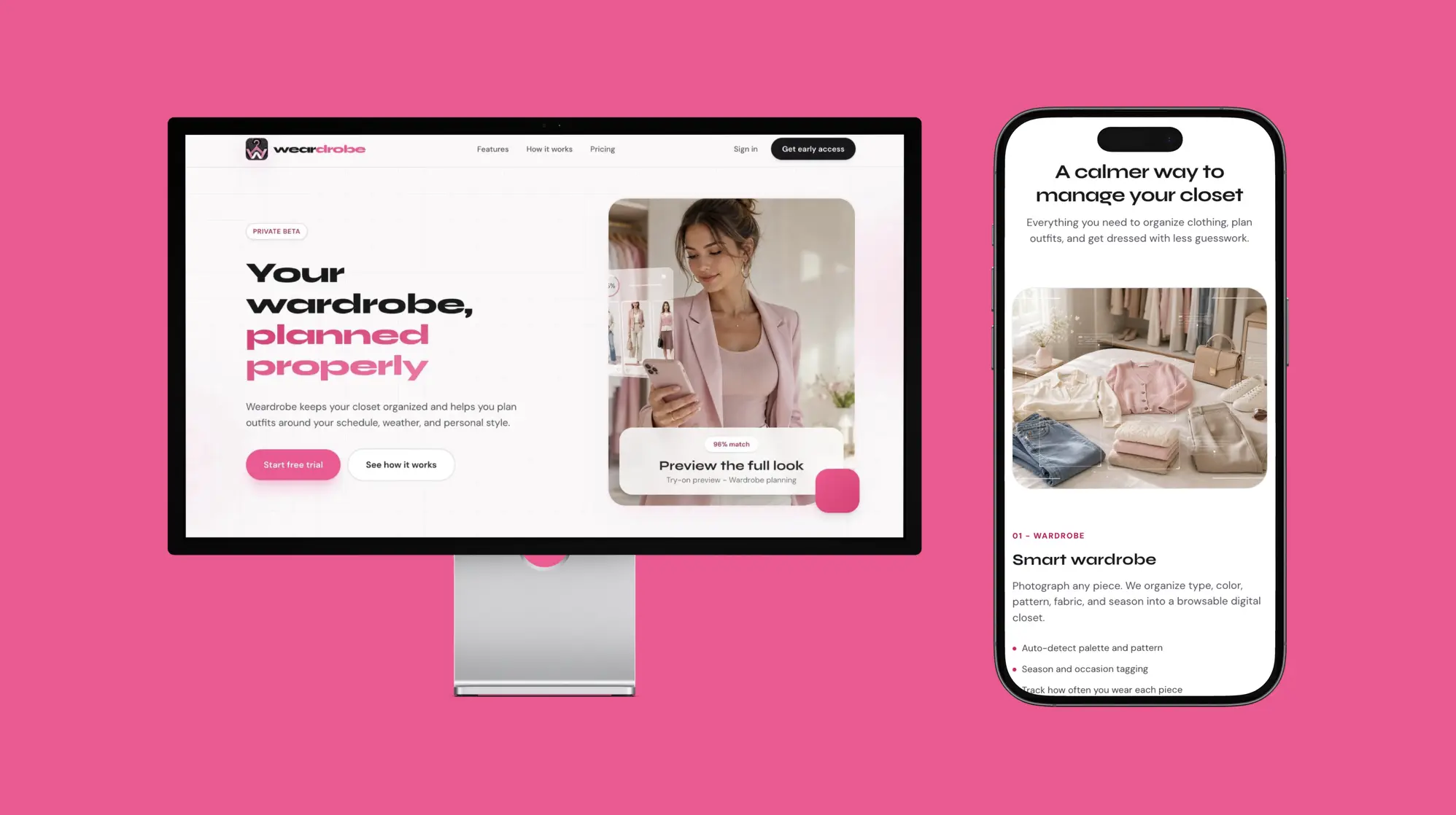 AI outfitting app by 3AXIS showing wardrobe-based clothing recommendations for Weardrobe
